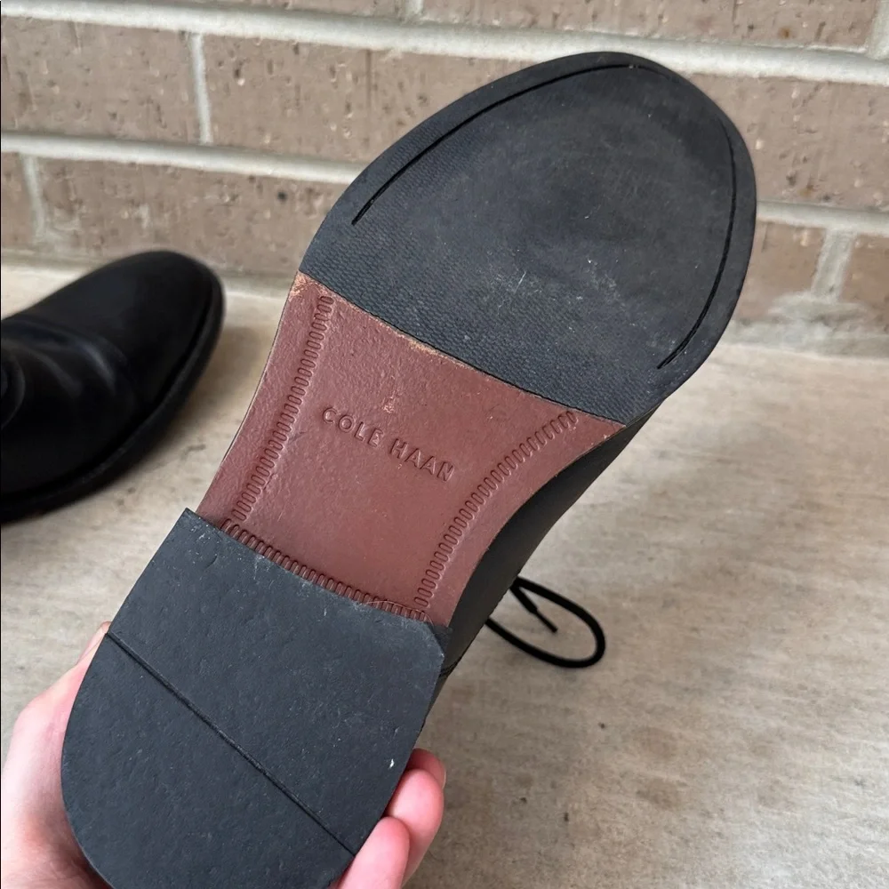 Cole Haan Black Leather Cap-Toe Derbys